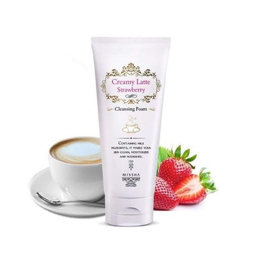 Полунична пінка для вмивання Missha Creamy Latte Strawberry Cleansing Foam-фото