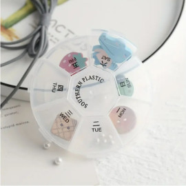 Круглий органайзер для пігулок на 7 днів прозорий