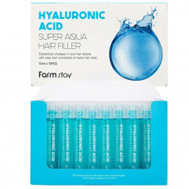 Зволожуючі філери для волосся з гіалуроновою кислотою Farm Stay Hyaluronic Acid Super Aqua hair filler 10 штук